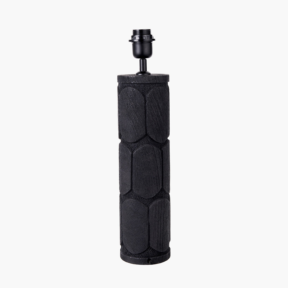 Aurelia Embossed Black Wood Tall Table Lamp - Base Only